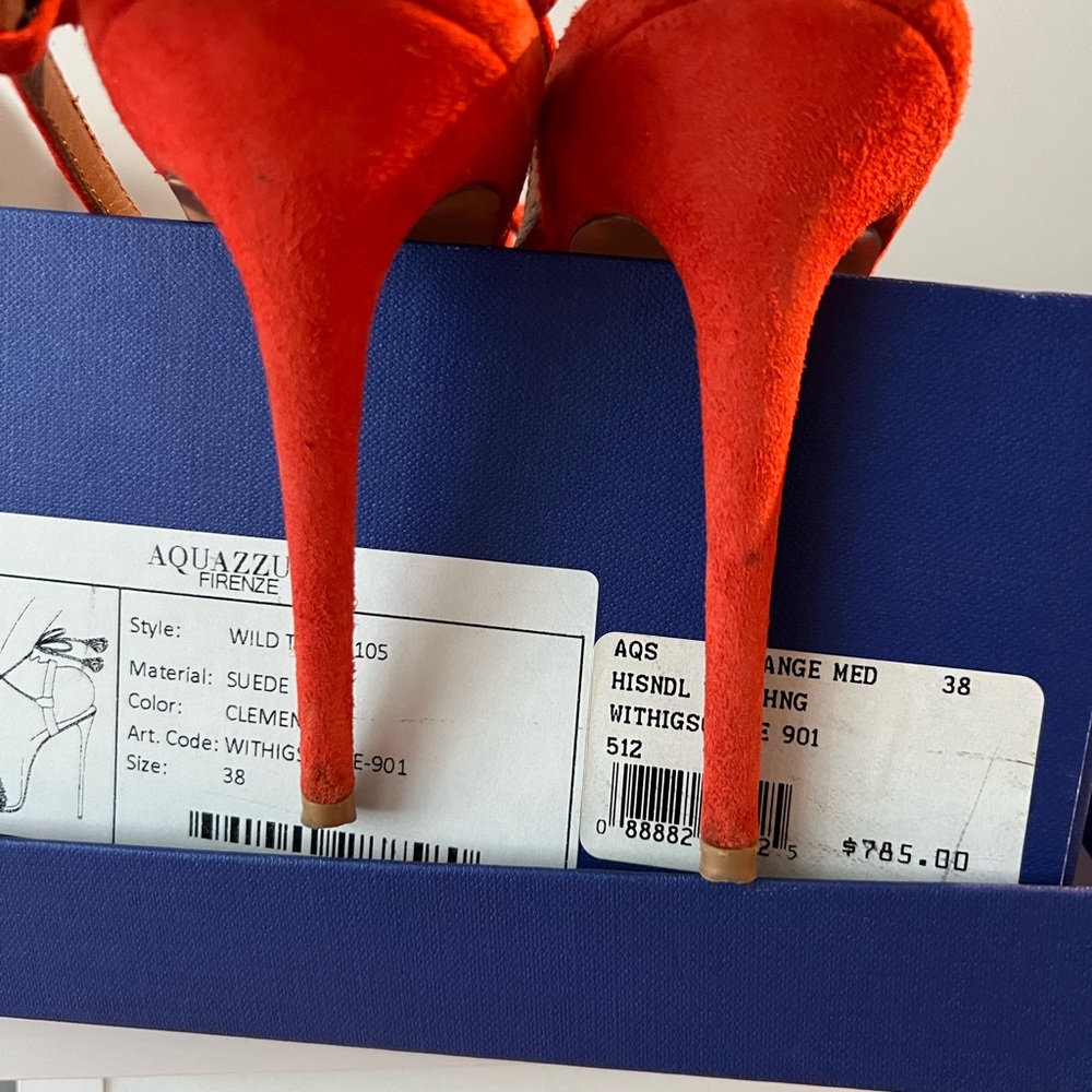 Coveted Red/Clementine Aquazzura Wild Thing Sandal Heel - Picture 9 of 9